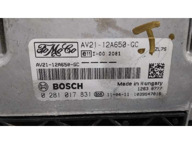 Блок управления двигателя AV2112A650GC, 0281017831   Ford Fiesta