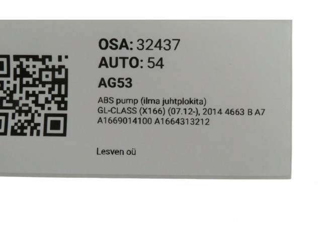 Jednotka ABS A1669014100, A1669014100   Mercedes-Benz GL X166 2014