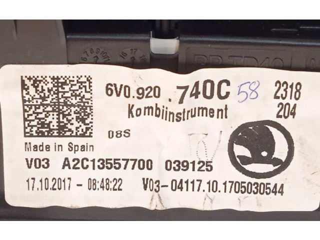 Přístrojová deska  Skoda Fabia Mk3 (NJ) 2018 6V0920740C, A2C13557700  