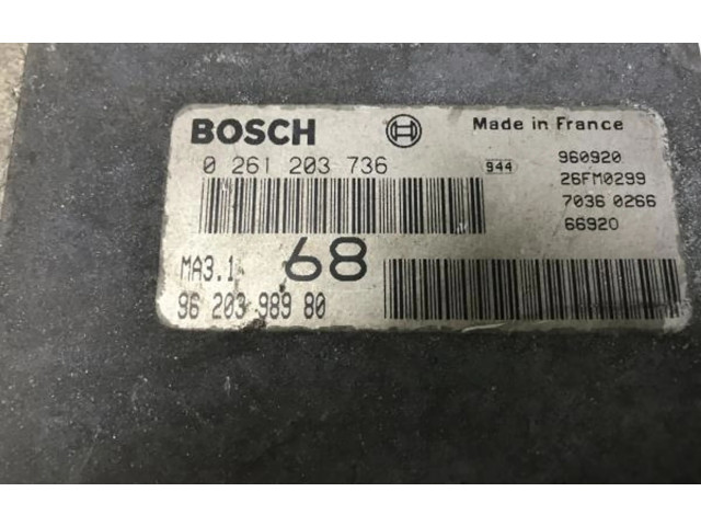Řídící jednotka 9620398980, 0261203736   Peugeot 106 