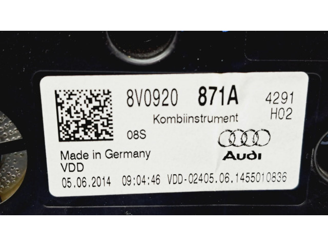 Панель приборов 8V0920871A   Audi A3 S3 8V       