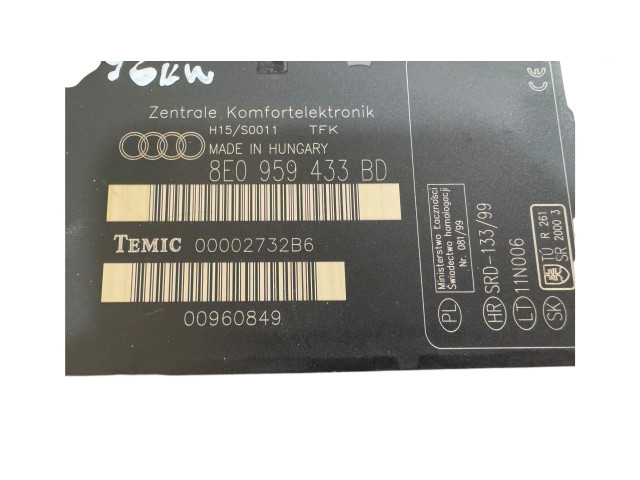 Блок комфорта 8E0959433BD, 00960849   Audi A4 S4 B6 8E 8H   