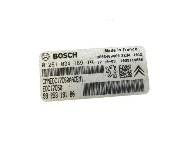 Řídící jednotka 9806460480, 9825318180   Peugeot 308 2014
