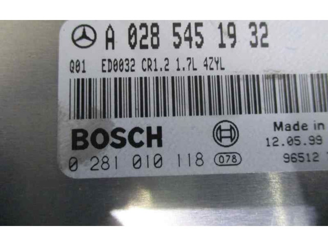 Řídící jednotka A0285451932, 0281010118   Mercedes-Benz A W168 1999