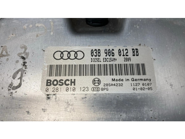 Блок управления двигателя 038906012BB, 0281010123   Audi A3 S3 8L