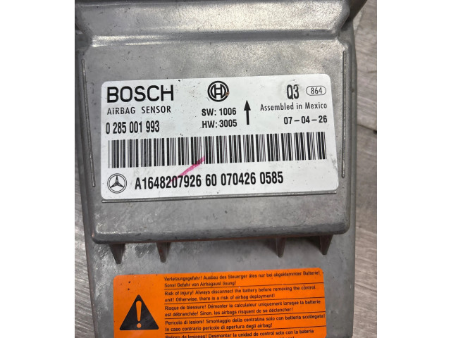 Блок подушек безопасности A1648207926, 0285001993   Mercedes-Benz ML W164