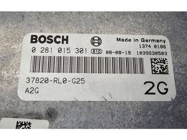 Řídící jednotka 0281015301, 37820RL0G25   Honda Accord 2009
