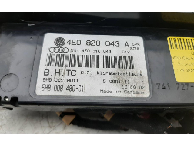 Блок управления климат-контролем 4E0820043A   Audi A8 S8 D3 4E