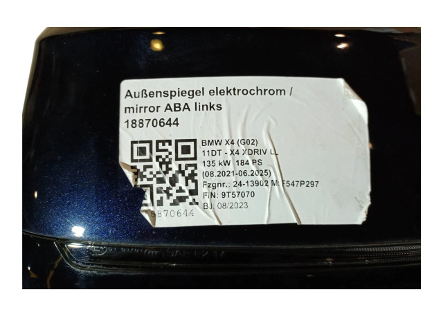 Zpětné zrcátko  BMW X4 G02 2023  8738373, 51168738373  