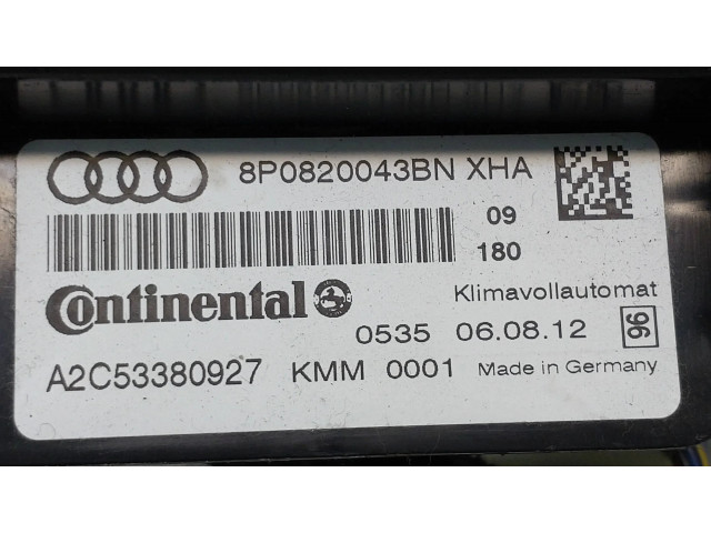 Блок управления климат-контролем 8P0820043BN, A2C53380927   Audi A3 S3 A3 Sportback 8P