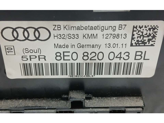 Блок управления климат-контролем 8E0820043BL, 1279813   Seat Exeo (3R)