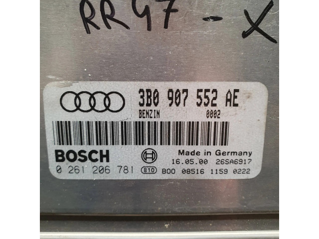 Блок управления двигателя 3B0907552AE, 0261206781   Audi A6 S6 C5 4B