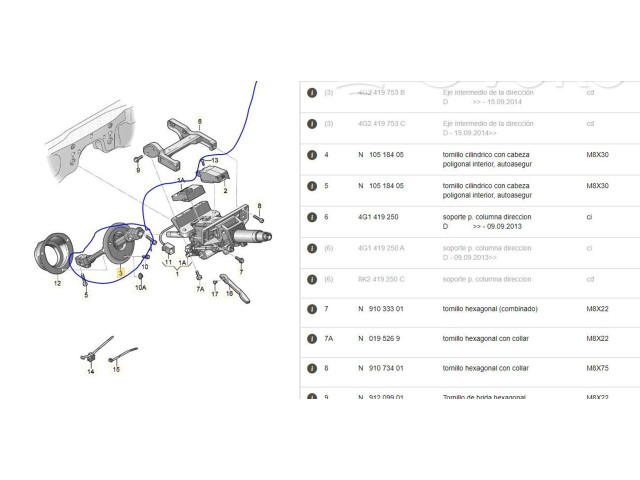 Ось рулевого колеса 4G1419753B, 4G1419523B    Audi A6 C7  CLAB 