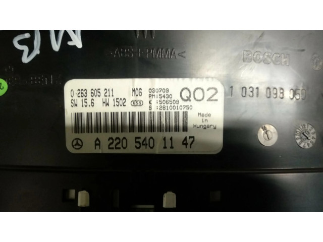 Přístrojová deska  Mercedes-Benz S W220 2003 0263605211, A2205401147  