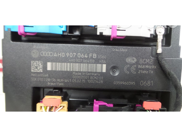 Pojistková skříňka Řídící jednotka BSM 4H0907064FB, 4H0907064BB   Audi A8 S8 D4 4H 2015