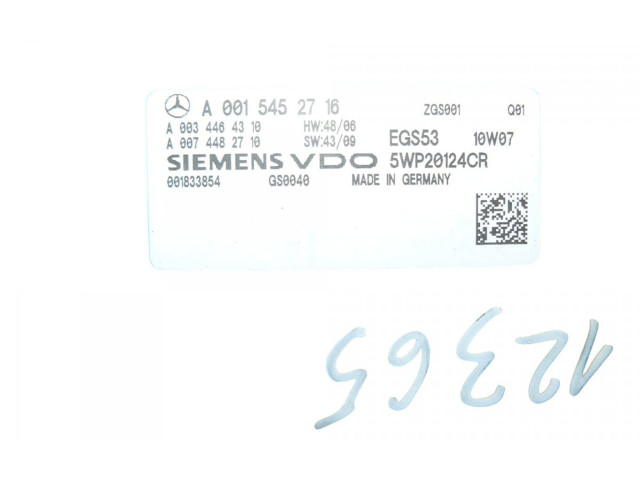 Блок управления коробкой передач 5WP20124CR, A0015452716   Mercedes-Benz E W212