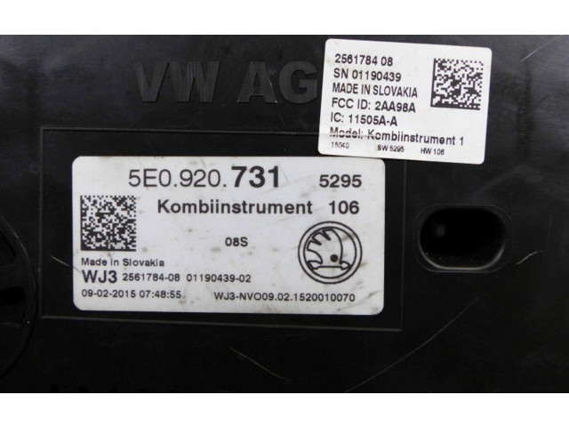 Přístrojová deska  Skoda Octavia Mk3 (5E) 2015 5E0920731, IMPRK1234703  