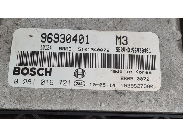 Řídící jednotka 96930401, 0281016721   Chevrolet Epica 2009