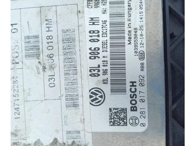 Блок управления двигателя 03L906018HM, 0281017092   Seat Alhambra (Mk2)