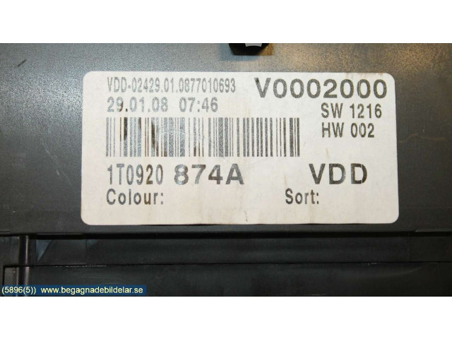 Панель приборов 1T0920874AXZ02, 110080379   Volkswagen Caddy       