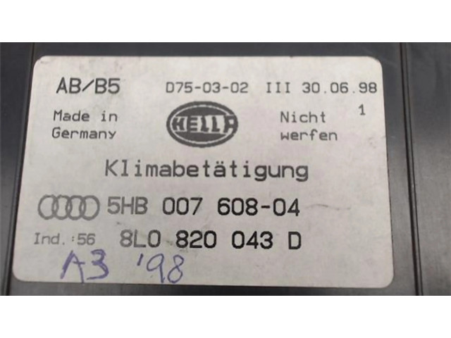 Блок управления климат-контролем 8L0820043D, 5HB007608-04   Audi A3 S3 8L