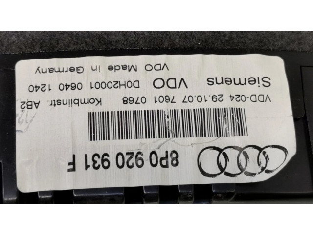 Панель приборов 8P0920931F, 81071521   Audi A3 S3 A3 Sportback 8P       