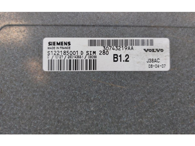 Řídící jednotka 30743219AA, S122185001D   Volvo S40 2008