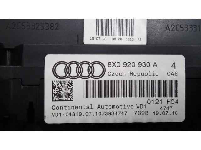 Панель приборов 8X0920930A, E2-A1-20-3   Audi A1       