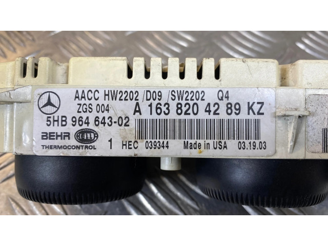 Блок управления климат-контролем A1638204289, 5HB96464302   Mercedes-Benz ML W163
