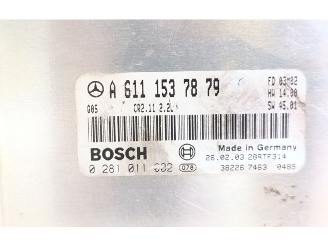 Řídící jednotka A6111537879, 0281011002   Mercedes-Benz C W203 2004