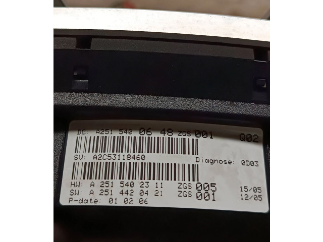 Přístrojová deska  Mercedes-Benz R W251 2007 A2515402311, A2514420421  