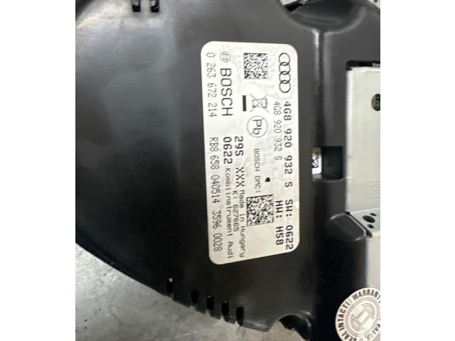 Přístrojová deska  Audi A7 S7 4G 2014 4G8920932S, 0263672214  