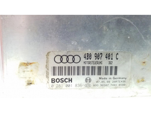 Блок управления двигателя 4B0907401C, 0281001836   Audi A4 S4 B5 8D