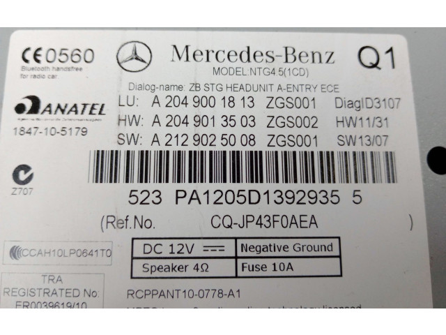 Блок управления HiFi audio A2049001813, A2049013503   Mercedes-Benz C W204