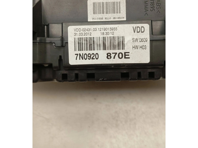 Přístrojová deska  Volkswagen Sharan 2012 7N0920870E, MRP00401  