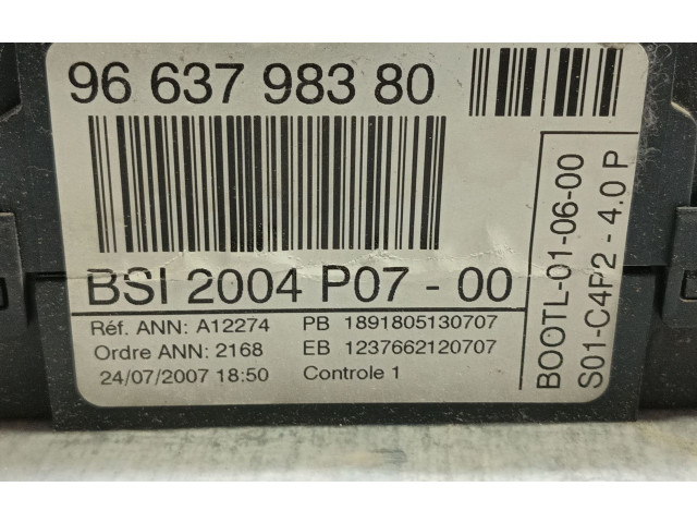 Pojistková skříňka Řídící jednotka BSM 9663798380, BSI2004P0700   Fiat Scudo 2008