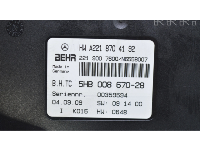 Блок управления климат-контролем A2218704192, 15525256   Mercedes-Benz S W221