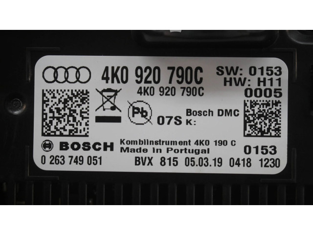 Přístrojová deska  Audi A6 S6 C8 4K 2019 4K0920790C, 0263749051  