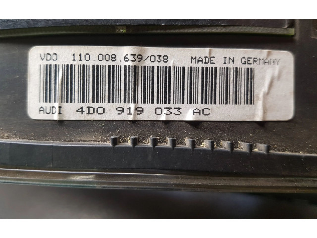 Přístrojová deska  Audi A8 S8 D2 4D 1998 4D0919033AC, 110008639  