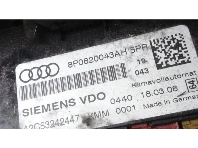 Блок управления климат-контролем 8P0820043AH   Audi A3 S3 A3 Sportback 8P