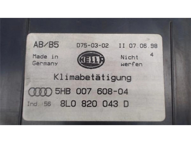 Блок управления климат-контролем 8L0820043D, 5HB007608-04   Audi A3 S3 8L