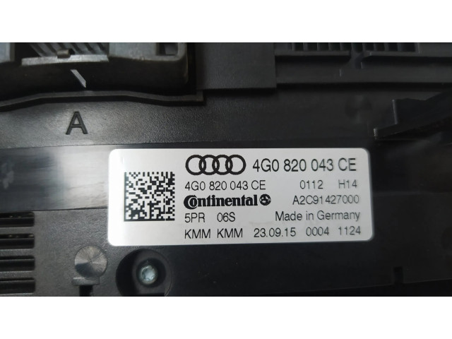 Блок управления климат-контролем 4G0820043CE, CONTINENTAL   Audi A7 S7 4G