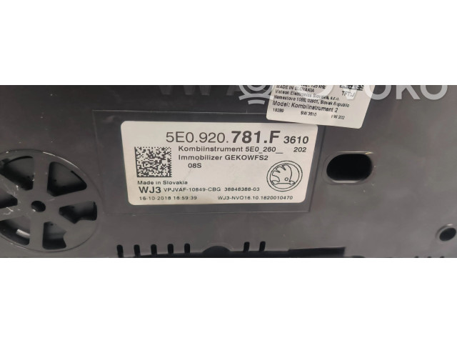 Přístrojová deska  Skoda Octavia Mk3 (5E) 2017 5E0920781F, GEK0WFS2  