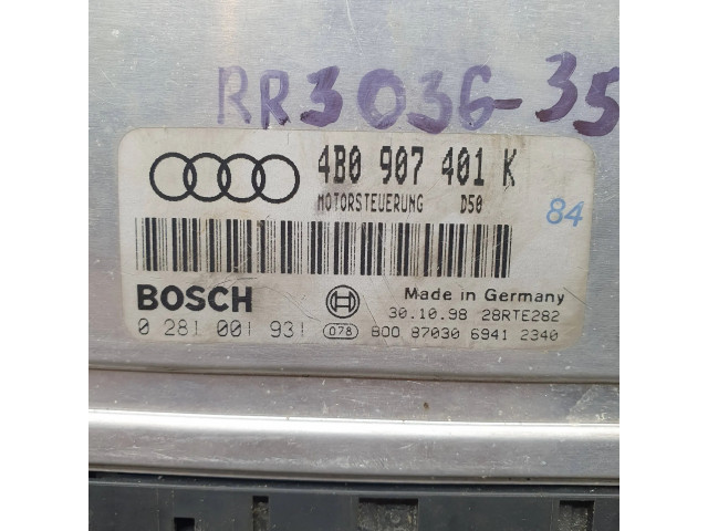 Блок управления двигателя 4B0907401K, 0281001931   Audi A6 S6 C5 4B