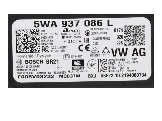 Pojistková skříňka Řídící jednotka BSM 5WA937086L   Cupra Formentor 2021