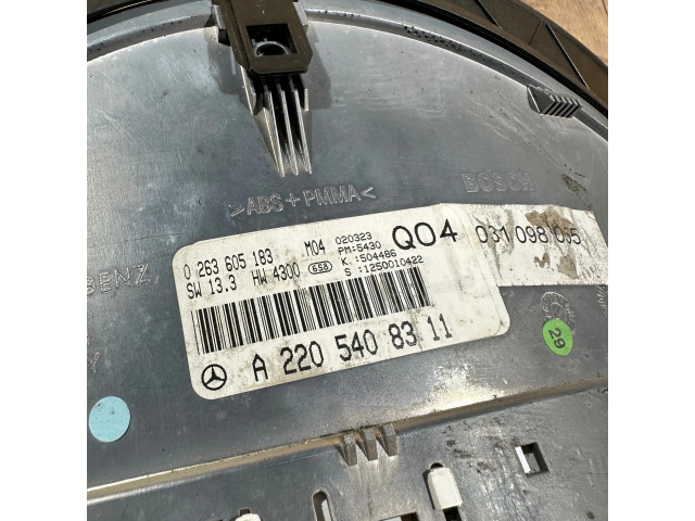 Přístrojová deska  Mercedes-Benz S W220 1999 A2205408311, 0263605183  