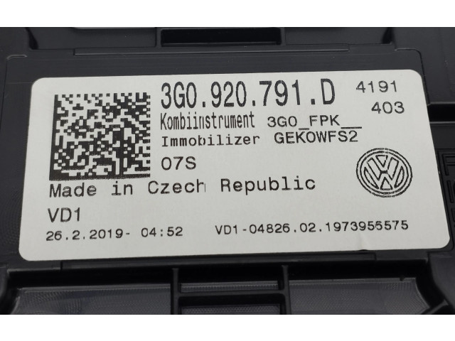 Přístrojová deska  Volkswagen Arteon 2019 3G0920791D  