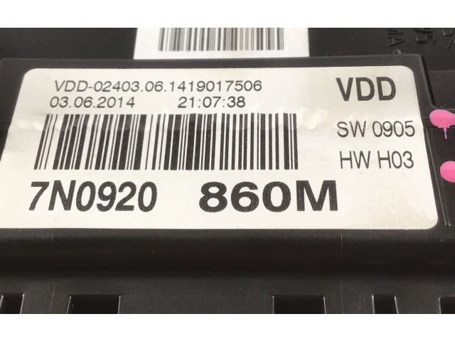 Přístrojová deska  Volkswagen Sharan 2014 7N0920860M  
