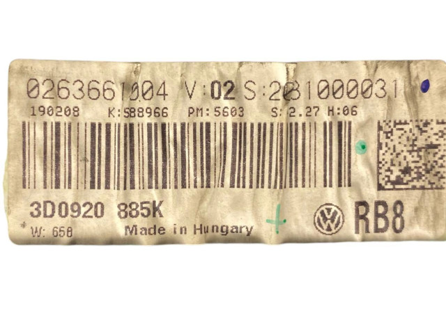 Přístrojová deska  Volkswagen Phaeton 2006 3D0920885K, 0263661004  
