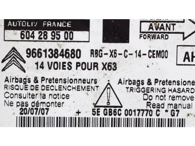 Блок подушек безопасности 604289500, 9661384680   Citroen C6